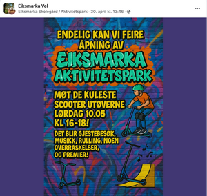 Eiksmarka Aktivitetspark åpnes lørdag 10. mai