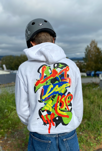 LSP Streetwear Grafitti Kaos Hvit Hettegenser
