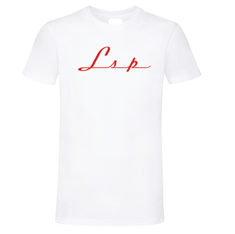 LSP Streetwear Hvit T-shirt Med Rød Logo