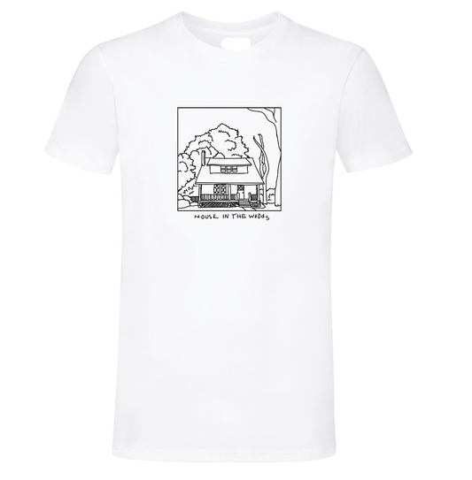 House In The Woods BW Hvit T-shirt