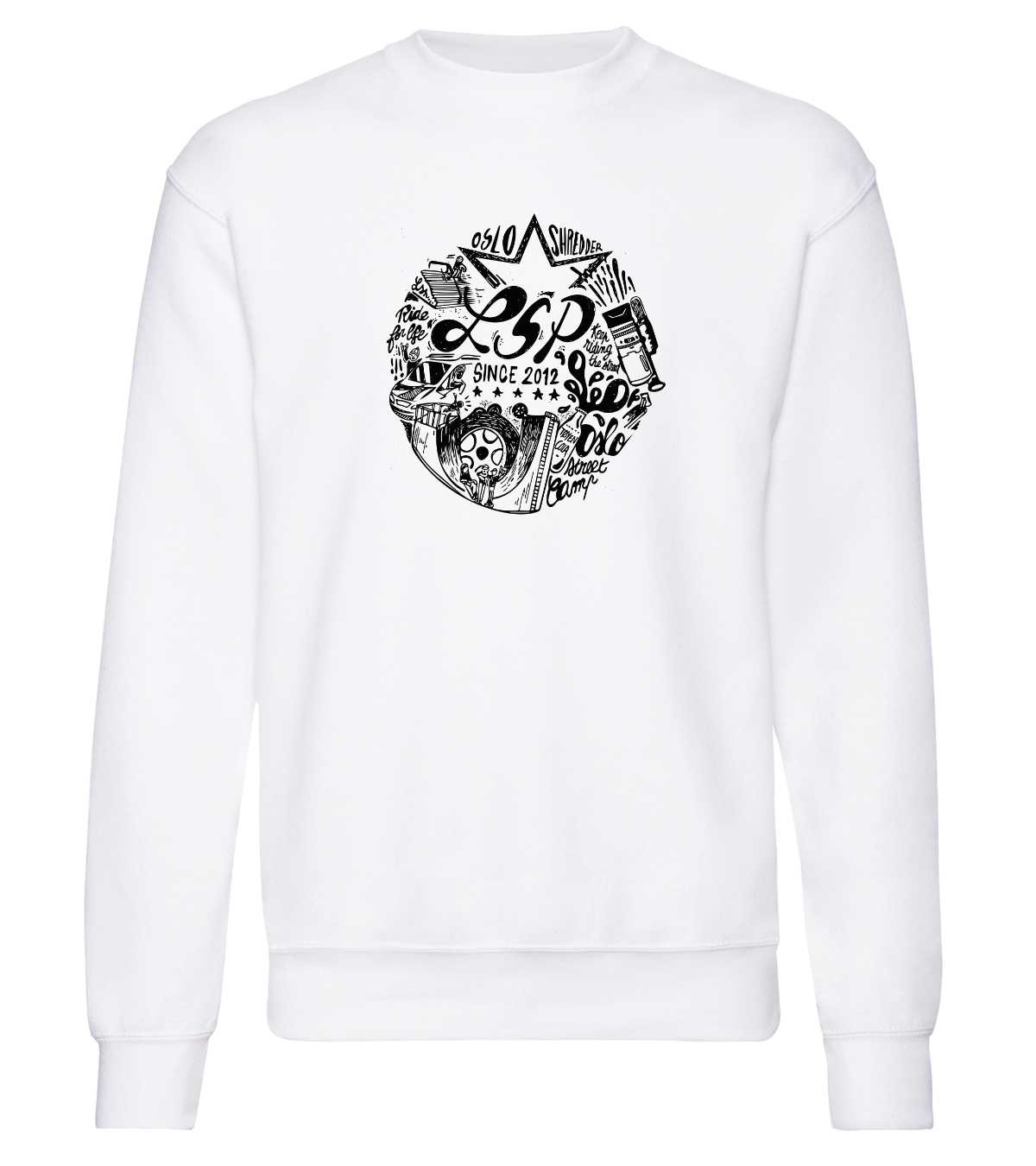 LSP logo 5 år BW Hvit Crew Neck