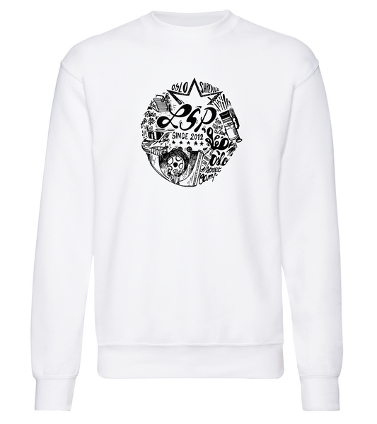 LSP logo 5 år BW Hvit Crew Neck