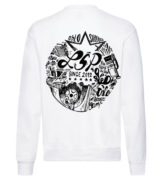 LSP logo 5 år BW Hvit Crew Neck